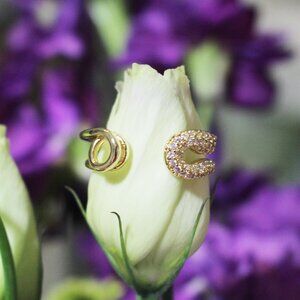 💜💜Yellow Gold Cubic Zircon Safety Pin Adjustable Ring💜💜